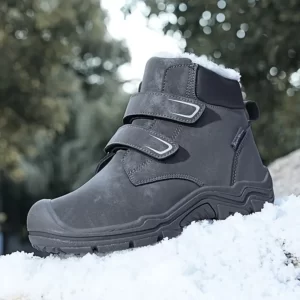 Boy's Snow Boots, Warm Fleece Cozy Non-slip Ankle Boots Plush Comfy Outdoor Hiking Shoes Lined Trekking Shoes, Winter